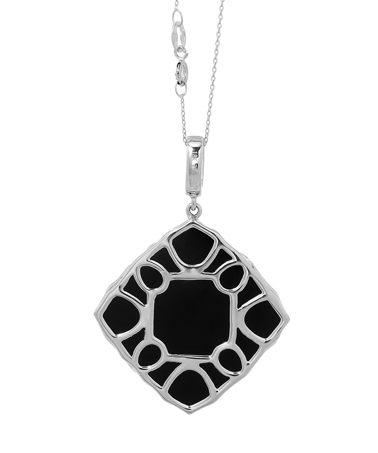 10.73 ctw Natural Black Onyx and Diamond 18k Gold Square Pendant (chain not included) View 2