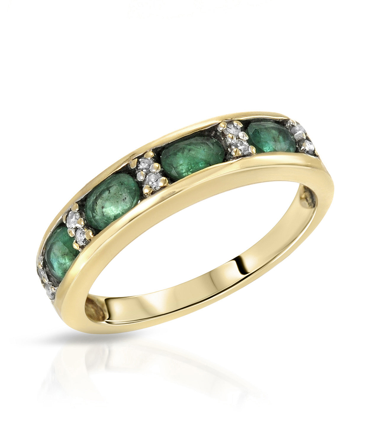 0.73 ctw Natural Emerald and Diamond 14k Yellow Gold Band View 1