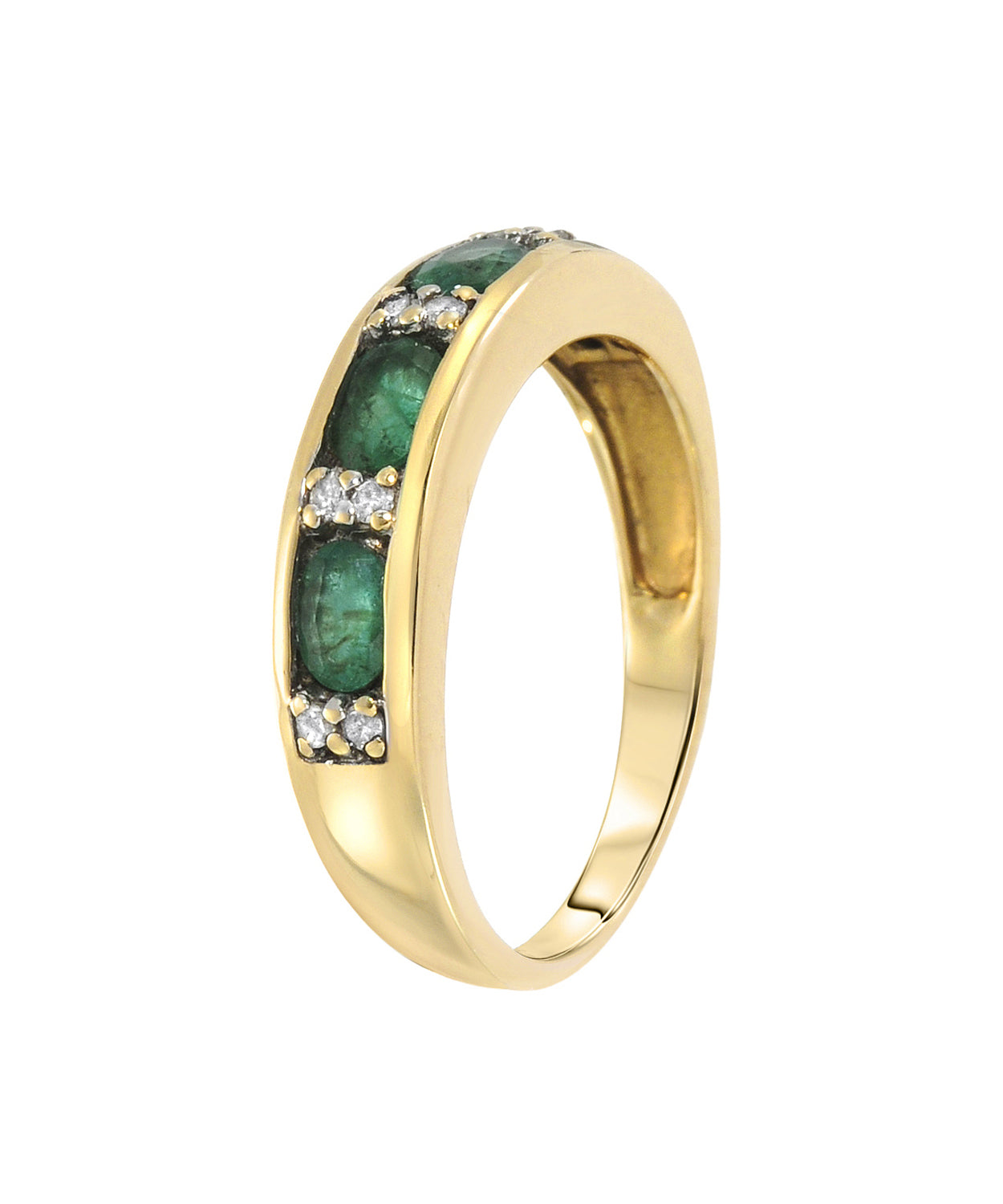 0.73 ctw Natural Emerald and Diamond 14k Yellow Gold Band View 2