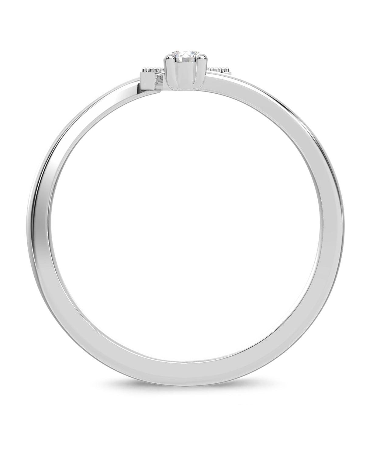 ESEMCO Diamond 18k White Gold Letter A Initial Open Ring View 2