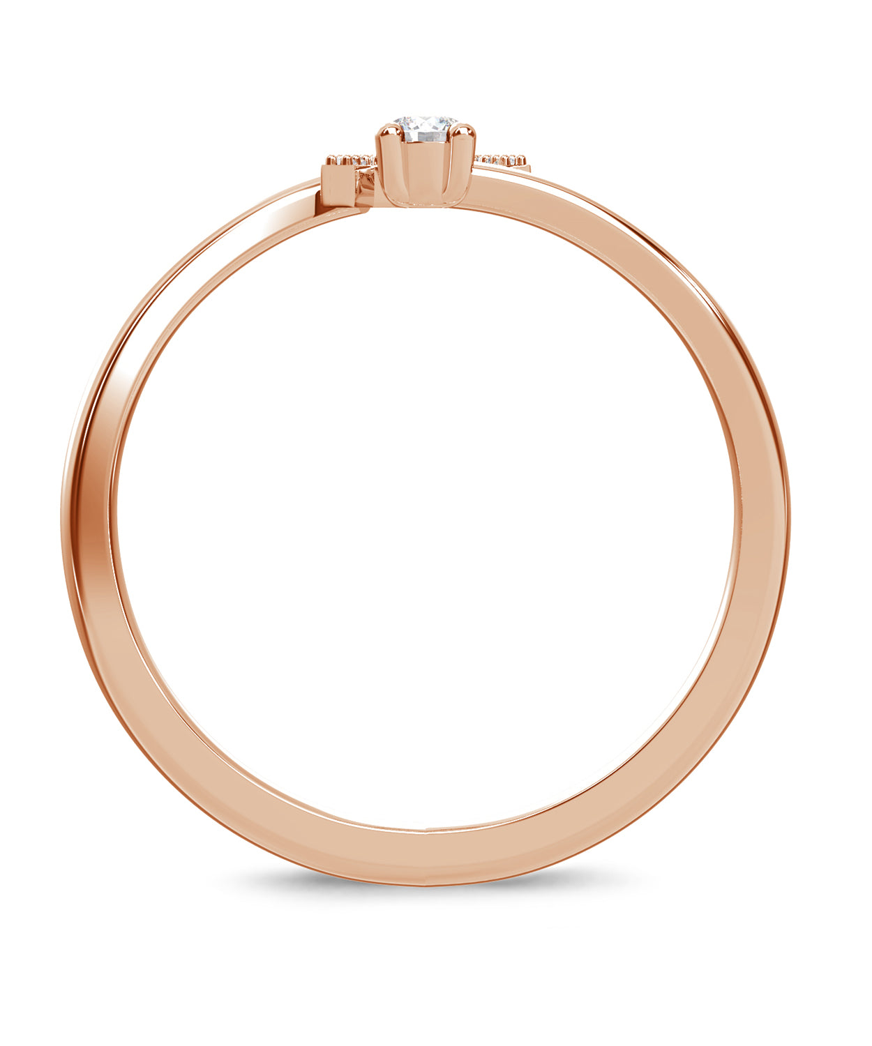ESEMCO Diamond 18k Rose Gold Letter A Initial Open Ring View 2
