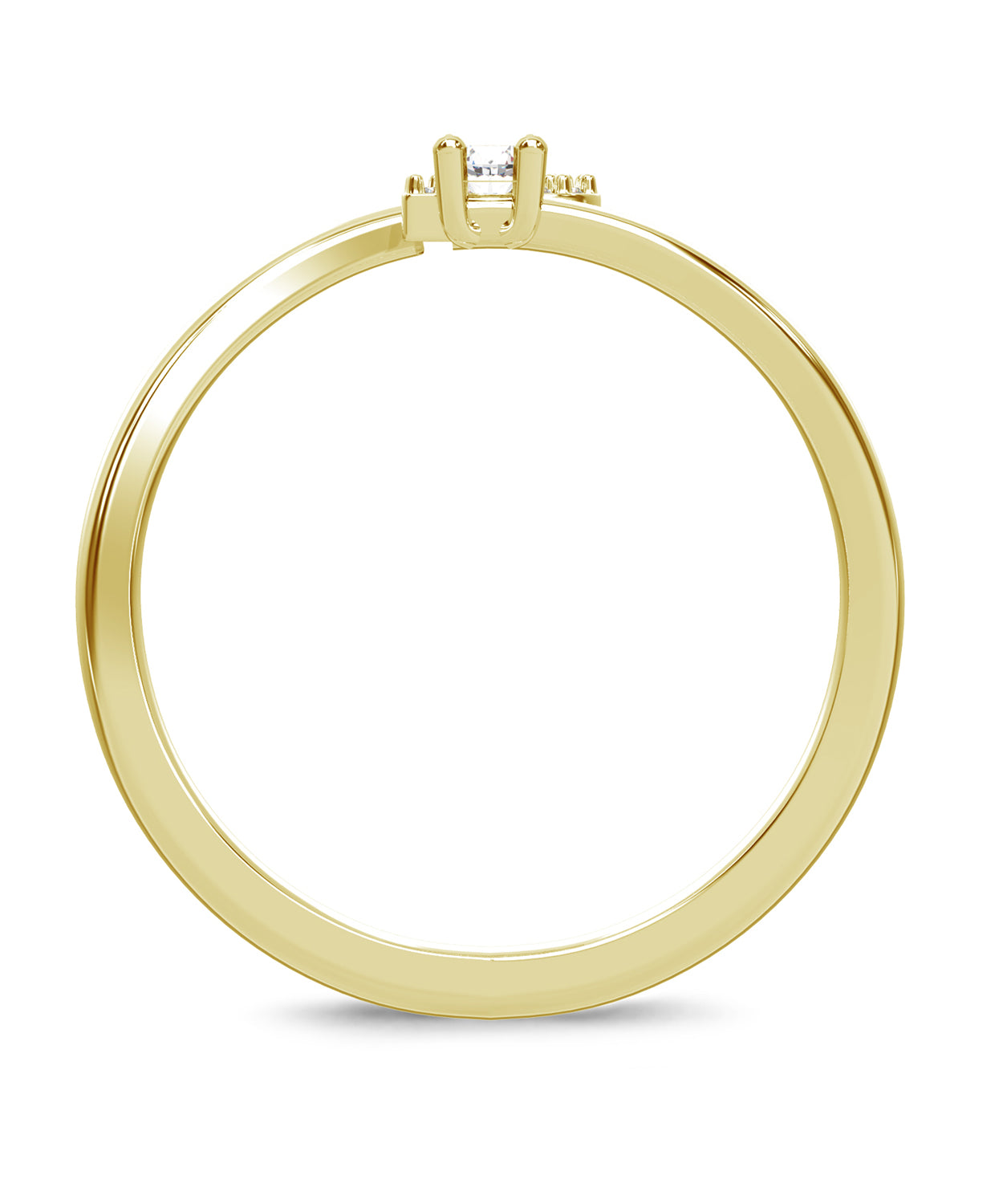 ESEMCO Diamond 18k Yellow Gold Letter B Initial Open Ring View 2