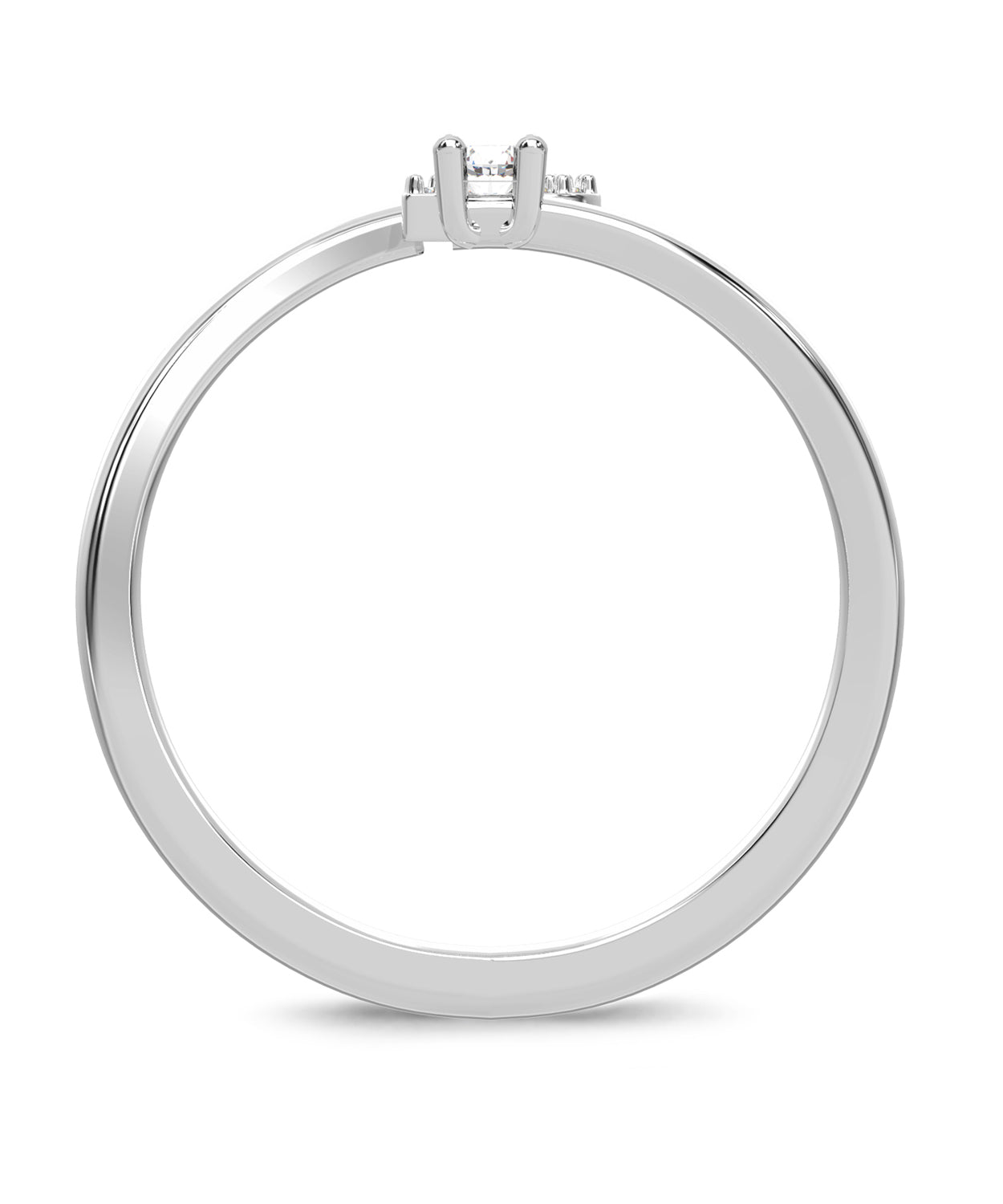 ESEMCO Diamond 18k White Gold Letter B Initial Open Ring View 2