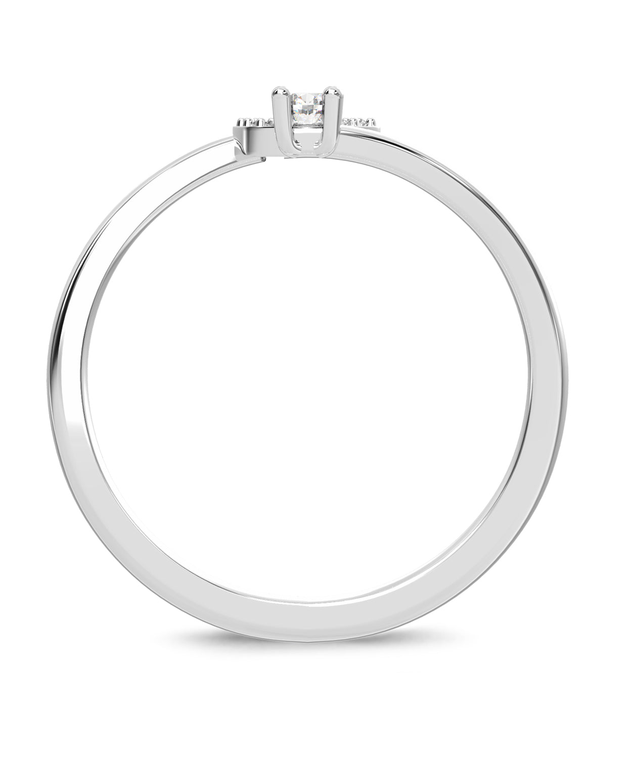 ESEMCO Diamond 18k White Gold Letter C Initial Open Ring View 2