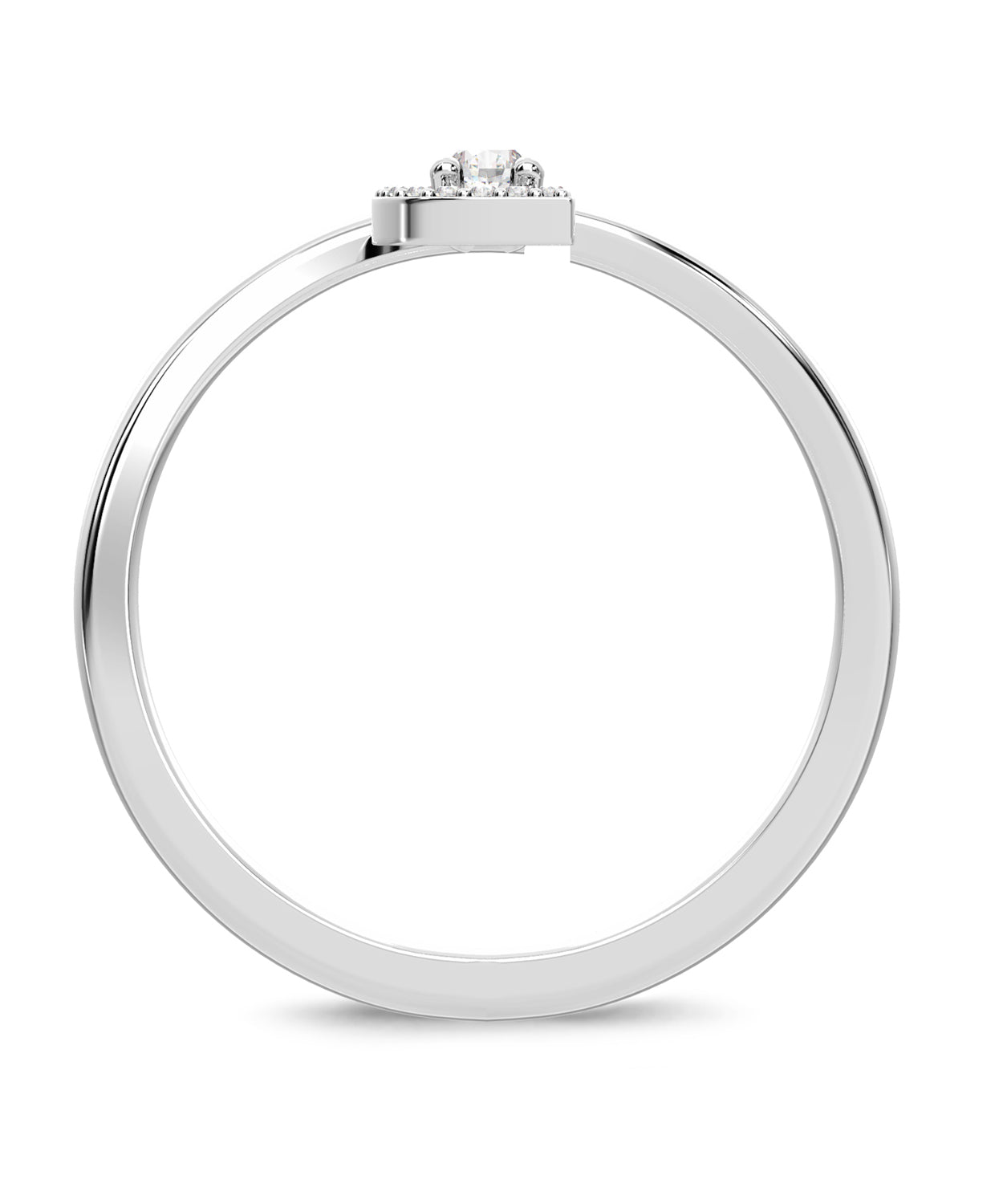 ESEMCO Diamond 18k White Gold Letter D Initial Open Ring View 2