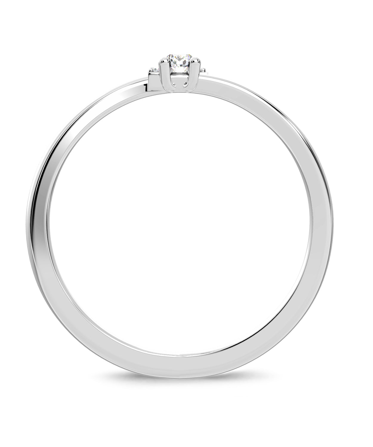 ESEMCO Diamond 18k White Gold Letter E Initial Open Ring View 2