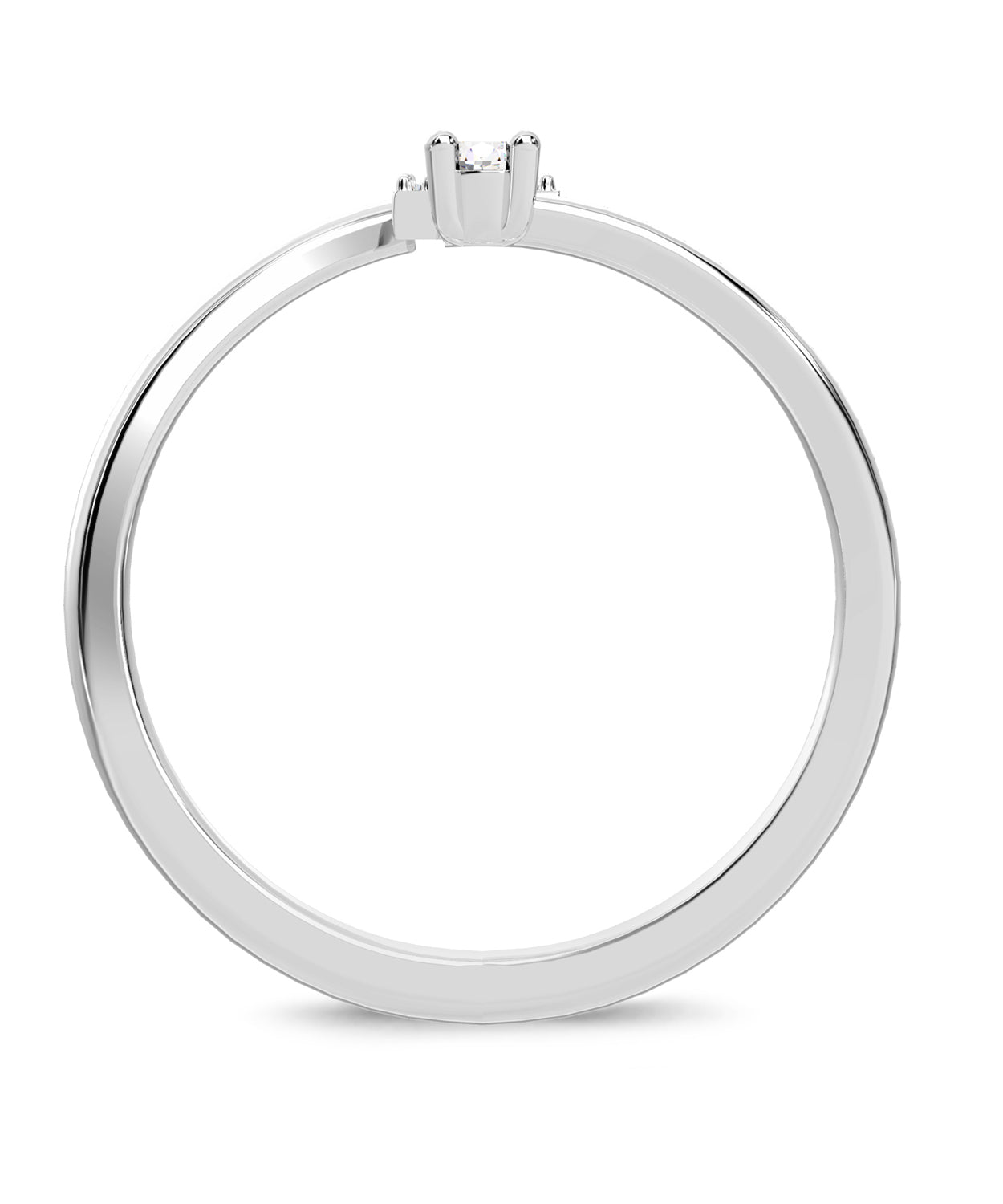 ESEMCO Diamond 18k White Gold Letter F Initial Open Ring View 2