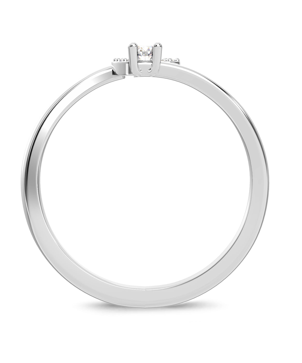 ESEMCO Diamond 18k White Gold Letter G Initial Open Ring View 2