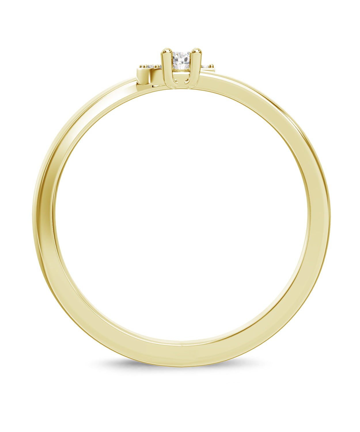 ESEMCO Diamond 18k Yellow Gold Letter J Initial Open Ring View 2