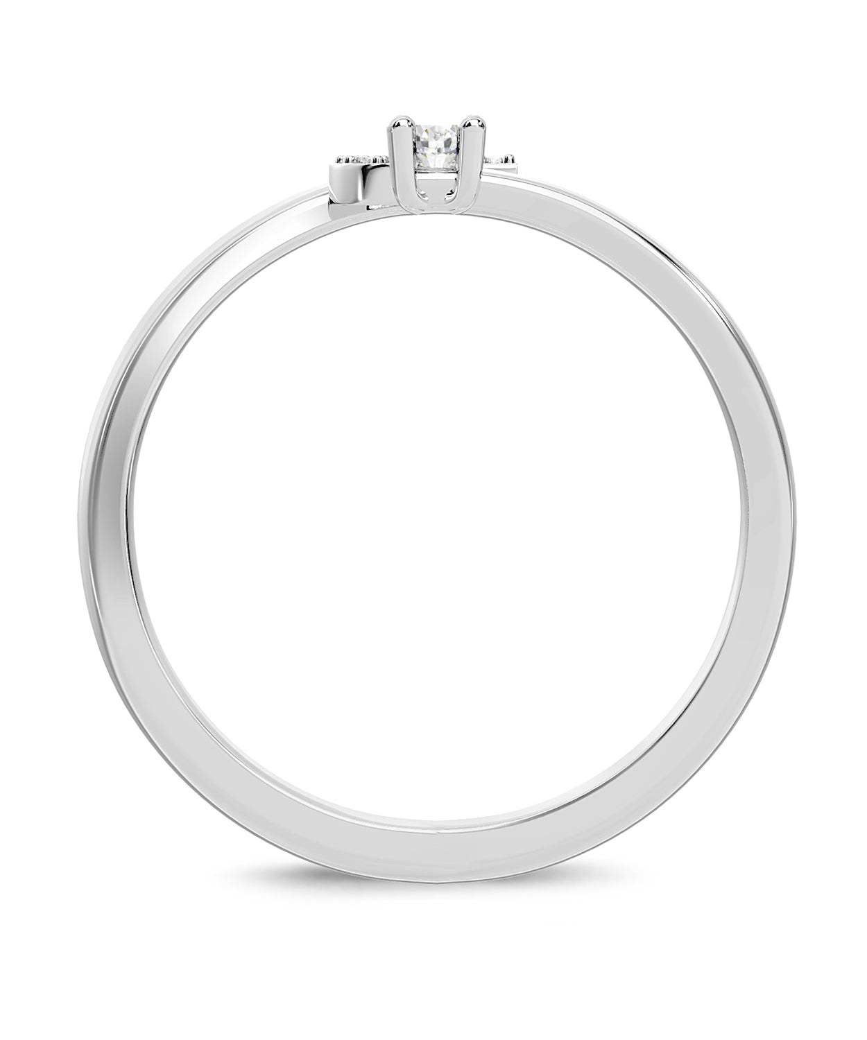 ESEMCO Diamond 18k White Gold Letter J Initial Open Ring View 2
