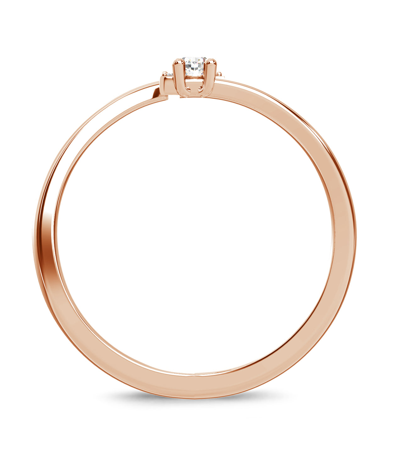 ESEMCO Diamond 18k Rose Gold Letter L Initial Open Ring View 2