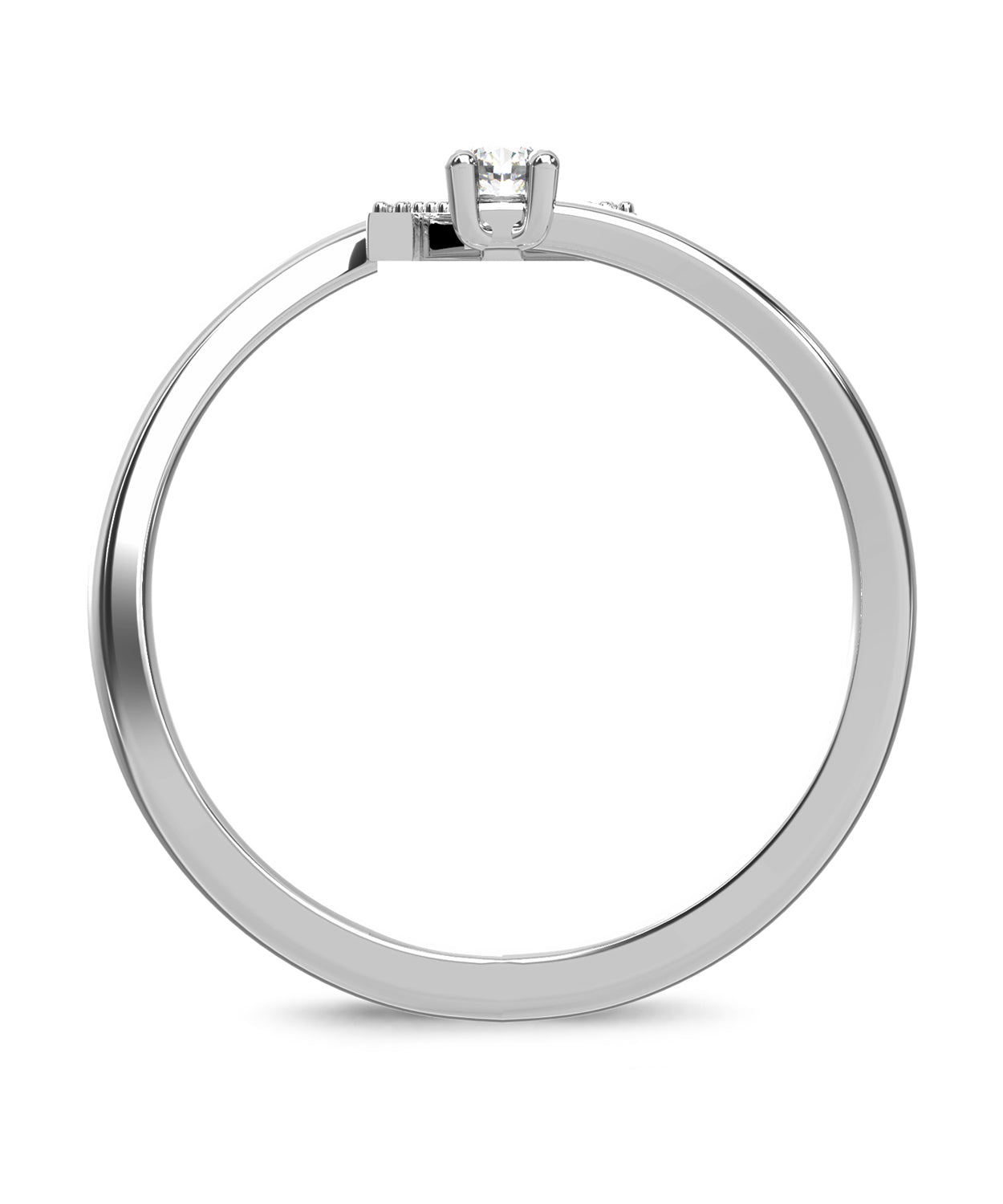 ESEMCO Diamond 18k White Gold Letter M Initial Open Ring View 2