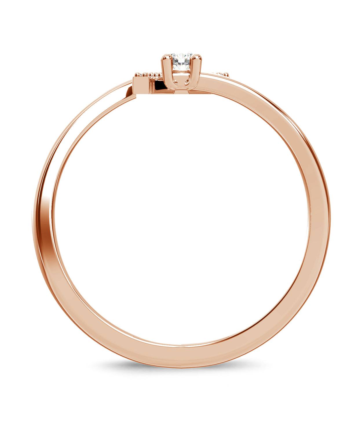 ESEMCO Diamond 18k Rose Gold Letter M Initial Open Ring View 2