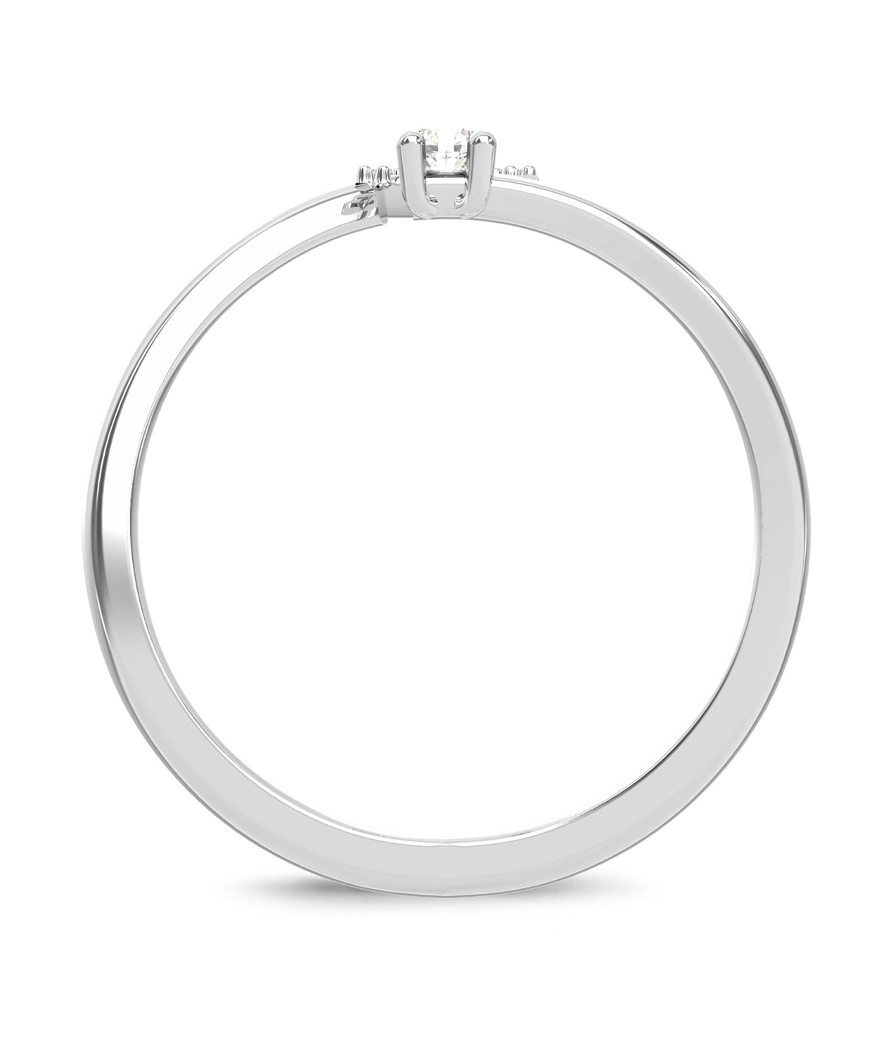 ESEMCO Diamond 18k White Gold Letter N Initial Open Ring View 2