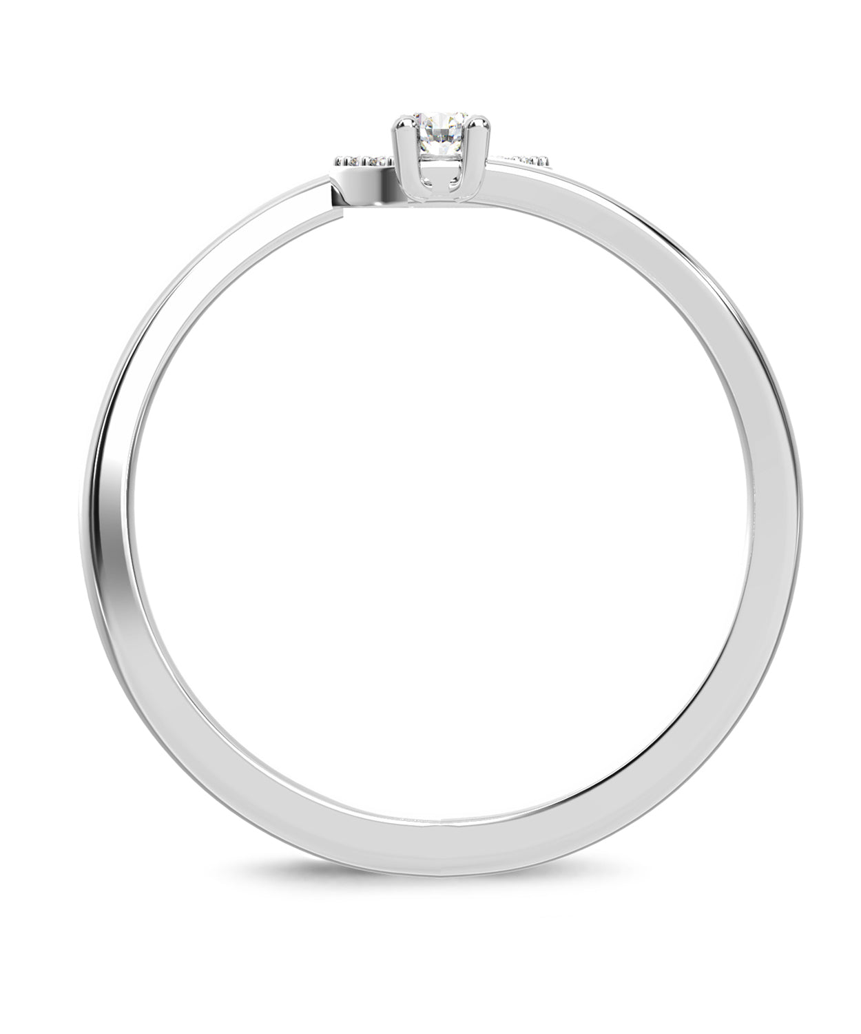 ESEMCO Diamond 18k White Gold Letter O Initial Open Ring View 2