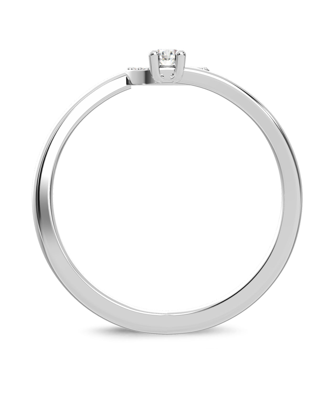 ESEMCO Diamond 18k White Gold Letter Q Initial Open Ring View 2