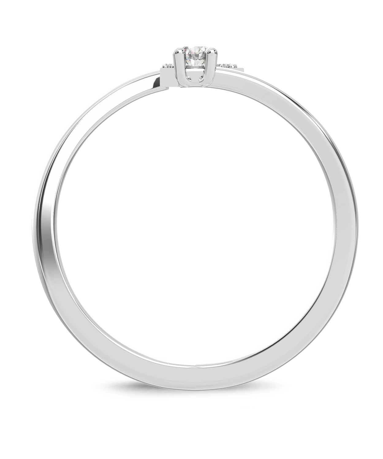 ESEMCO Diamond 18k White Gold Letter R Initial Open Ring View 2