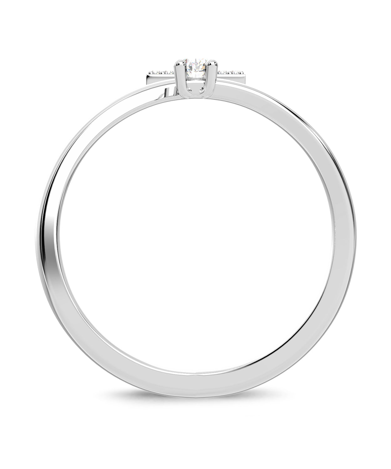 ESEMCO Diamond 18k White Gold Letter T Initial Open Ring View 2