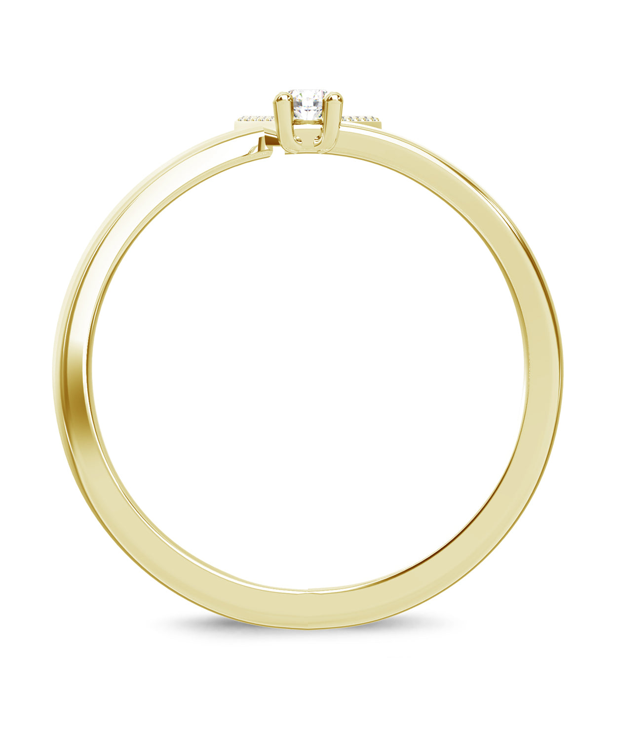 ESEMCO Diamond 18k Yellow Gold Letter V Initial Open Ring View 2
