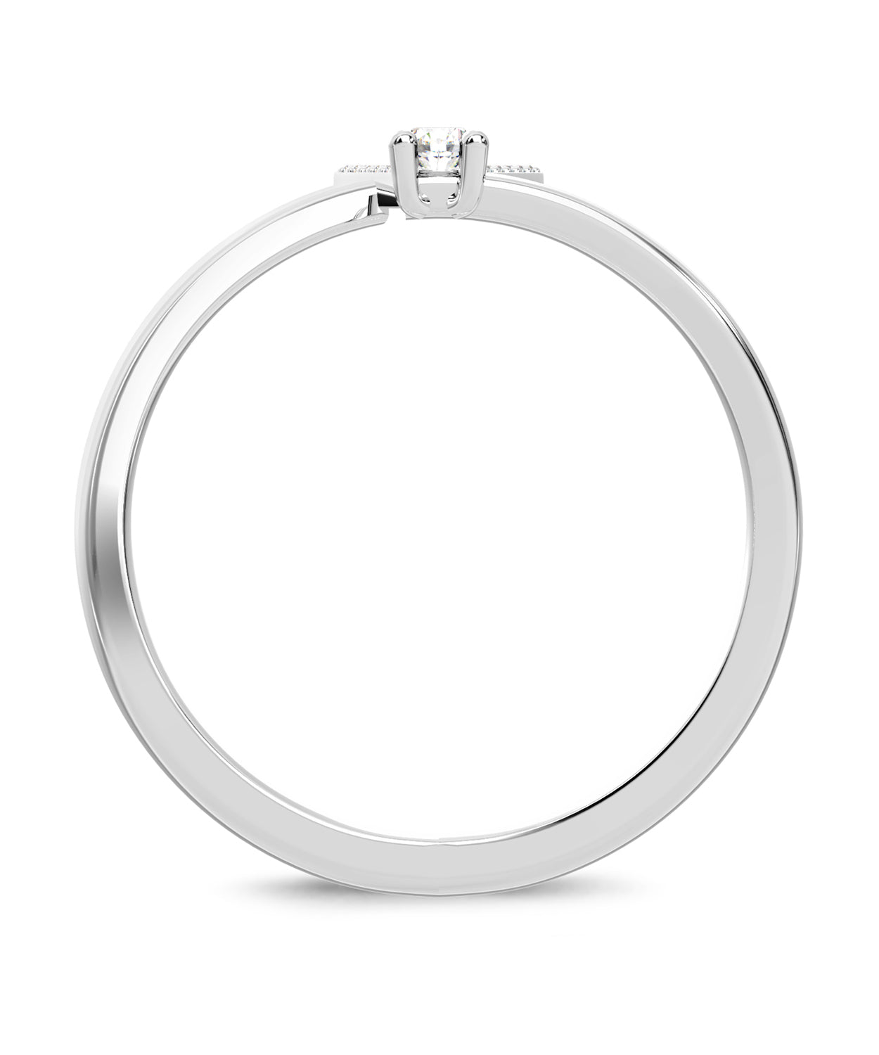 ESEMCO Diamond 18k White Gold Letter V Initial Open Ring View 2
