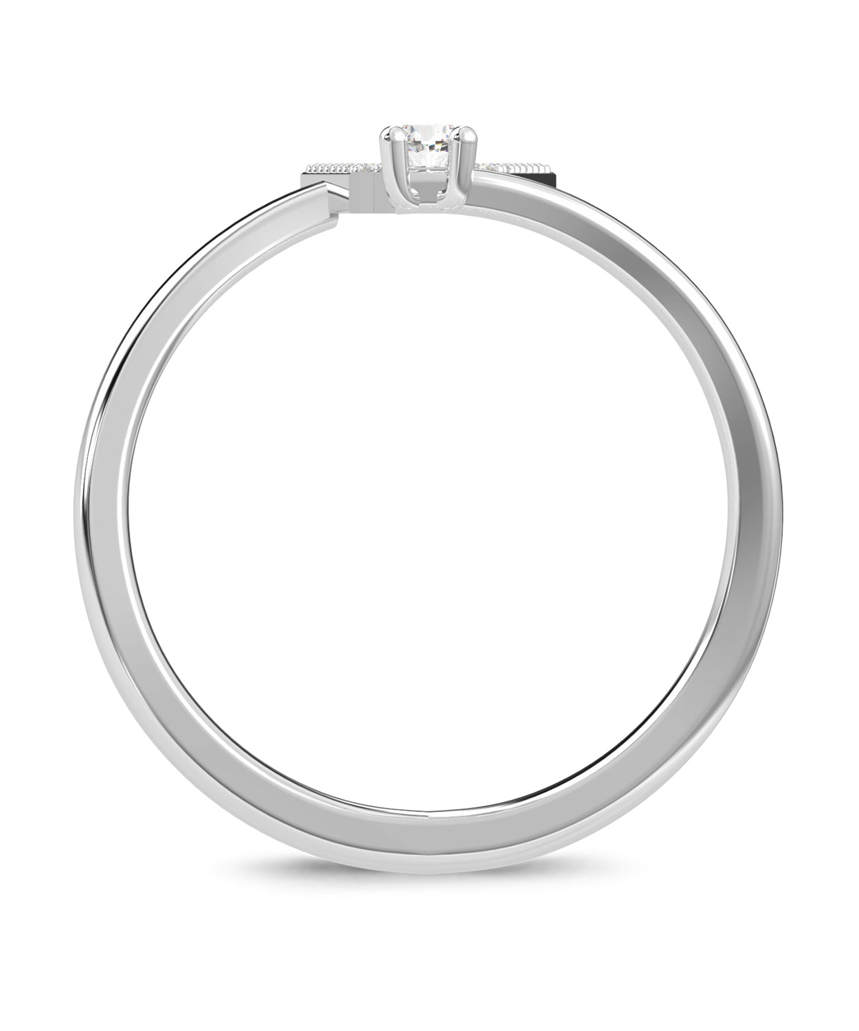 ESEMCO Diamond 18k White Gold Letter W Initial Open Ring View 2