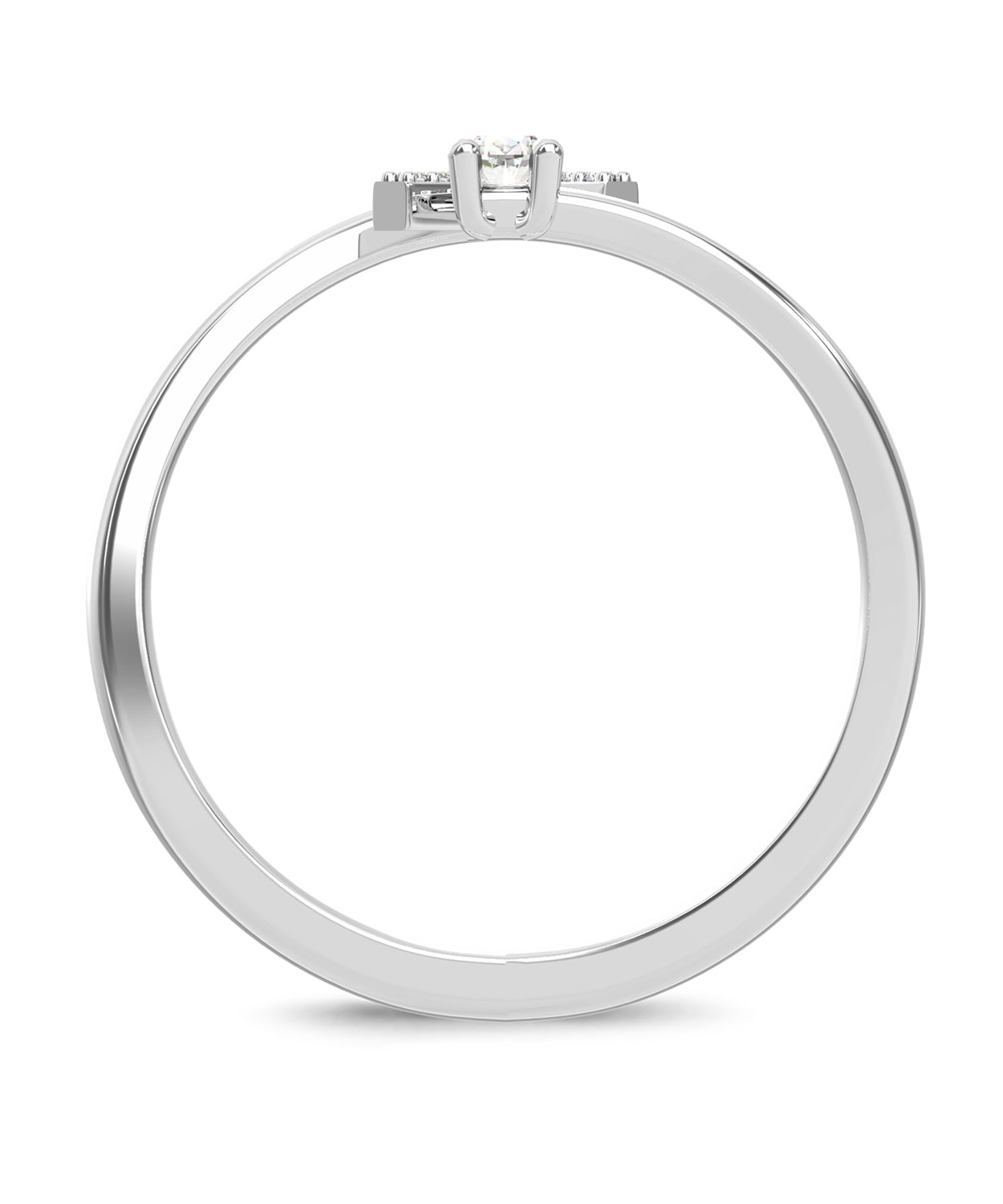 ESEMCO Diamond 18k White Gold Letter X Initial Open Ring View 2